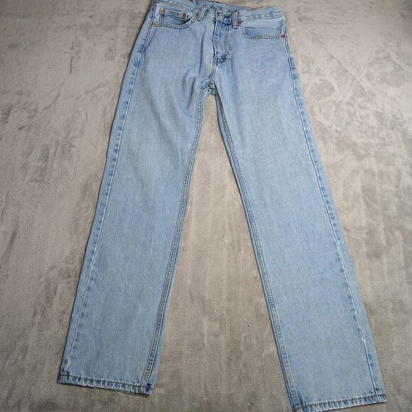 Levis 505 Jeans Mens 31x34 (Fits 30x32) Blue Classic Light Wash Denim Skater Y2k - Picture 5 of 13
